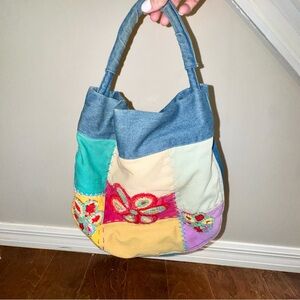 Y2K Vintage Xhilaration Target Denim Floral Patch Shoulder Bag